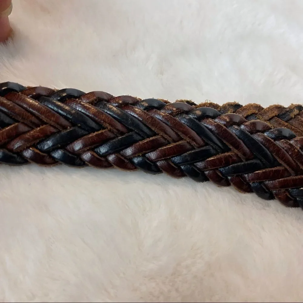 Brighton Brown Braided Leather Belt Size M/L